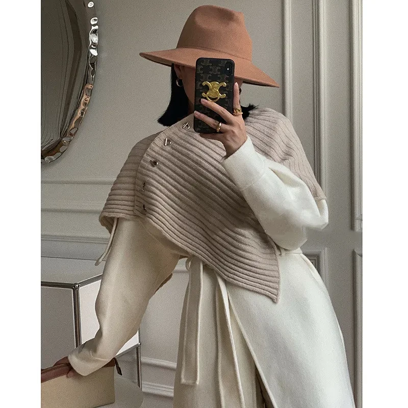 Bufanda tipo jersey de lana con temperamento para mujer, nueva tendencia