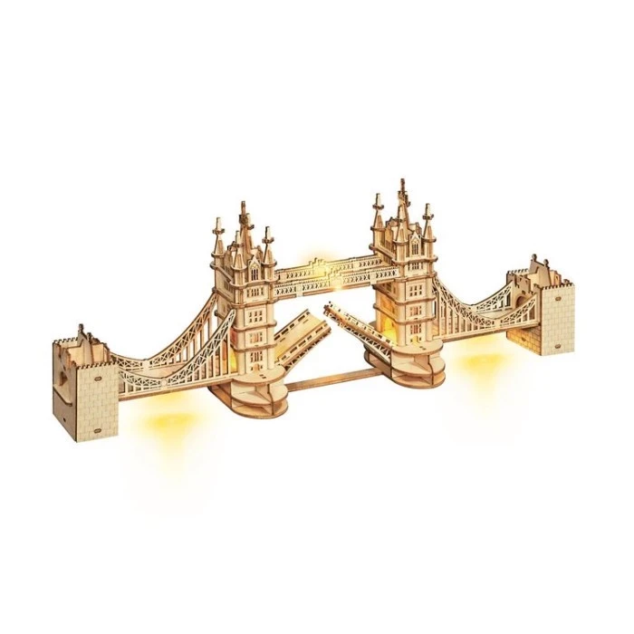 Rompecabezas de madera 3D del Puente de la Torre con luces de Robotime Rolife TG412 (Colección de juguetes y pasatiempos)