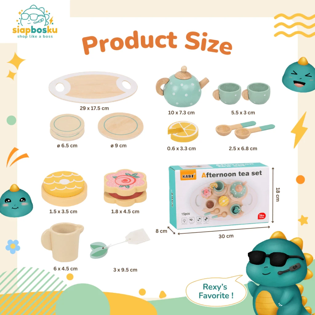 Juguetes de madera Gingek Coconut Woode Toys Juego de té de la tarde ET