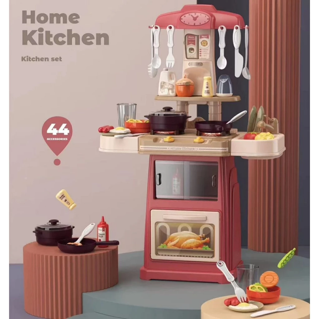( 899-01-02-07-08 ) Juego de cocina de 66 cm con pulverizador para niños/juguetes de cocina para cocinar/juego de juguetes para cocinar
