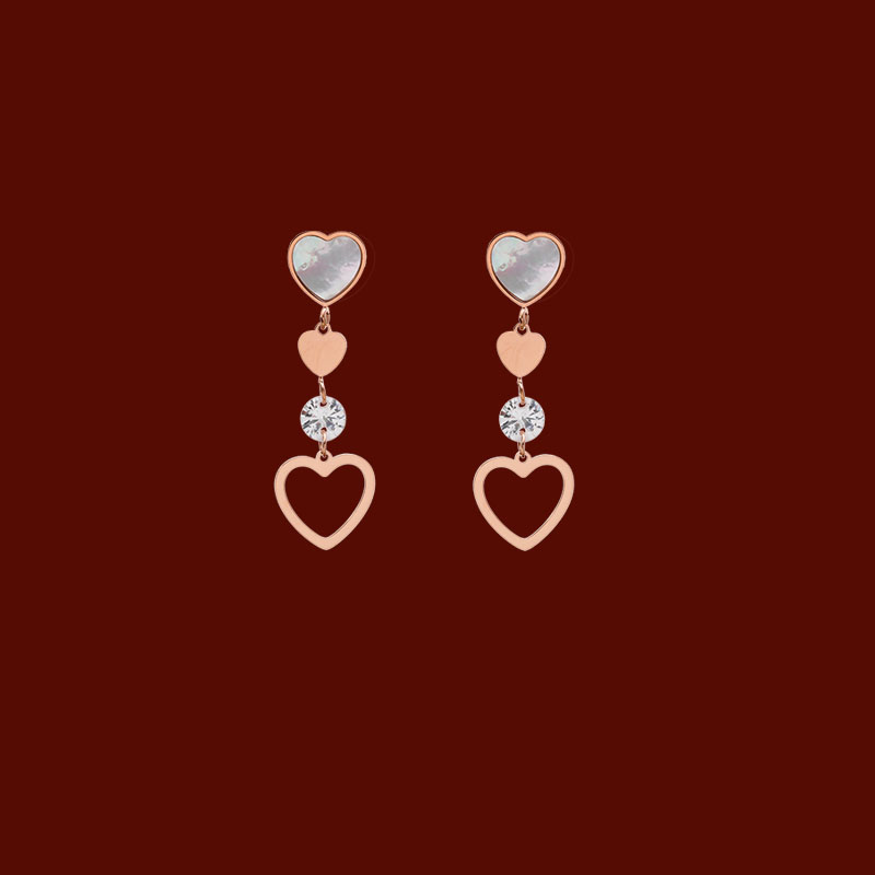 Pendientes largos con colgante de red roja coreana