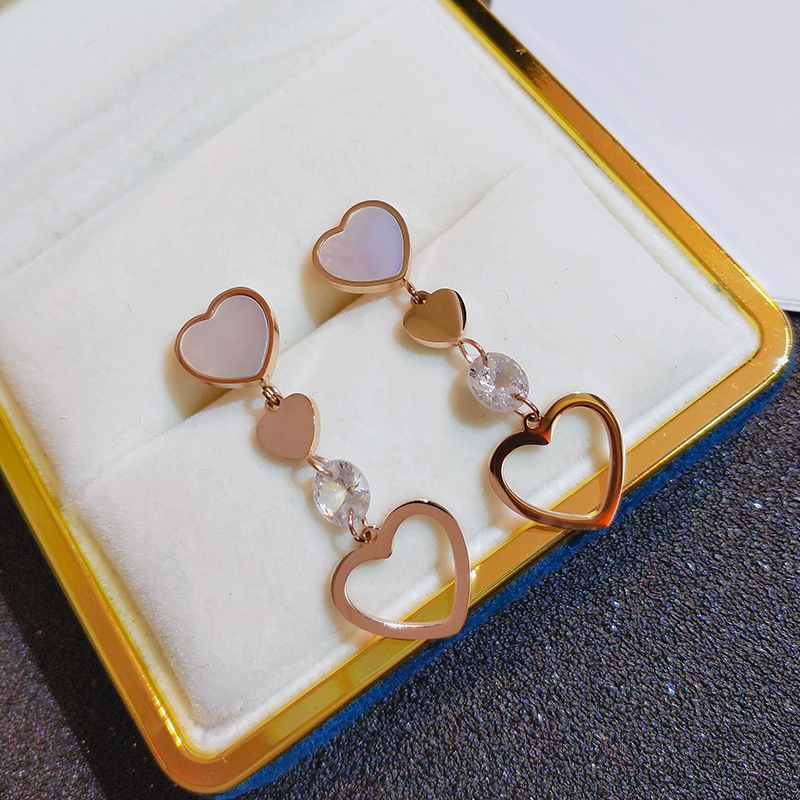 Pendientes largos con colgante de red roja coreana