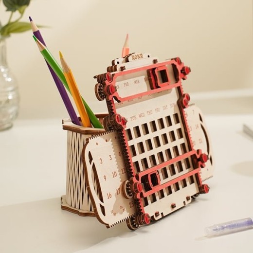 Calendario portaplumas de madera 3D ROKR, el mejor regalo para adolescentes, decoración del hogar