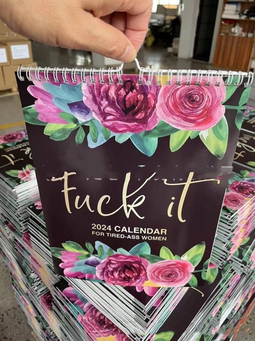 Calendario 2024 para mujeres cansadas, de papel con espiral, para colgar, calendario de pared con planificación del tiempo, regalos de Año Nuevo para el hogar.