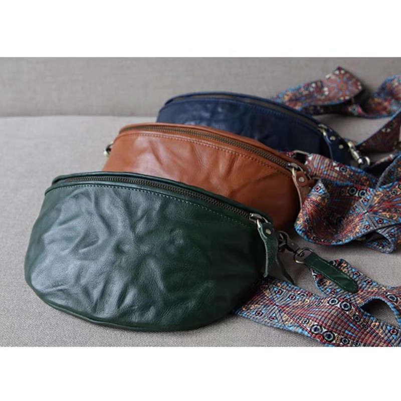 Bolso de sillín de piel de esqueleto con correa ancha para el hombro, capa superior de piel de vaca, estilo retro sencillo y bohemio.