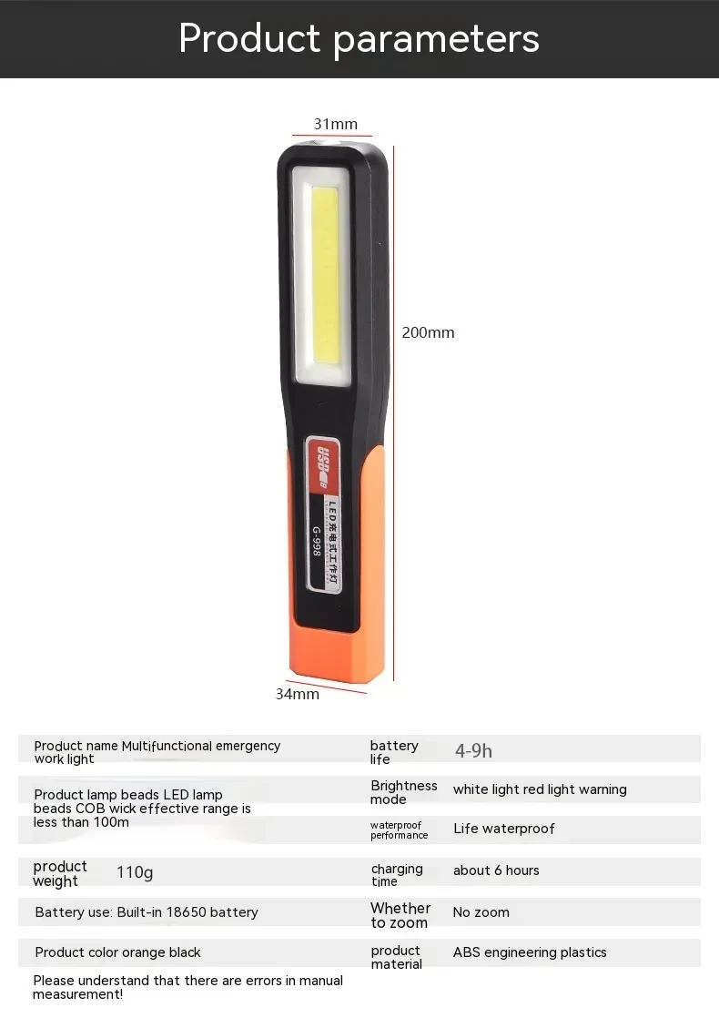 Luz de trabajo para reparación de automóviles, luz LED súper brillante y fuerte