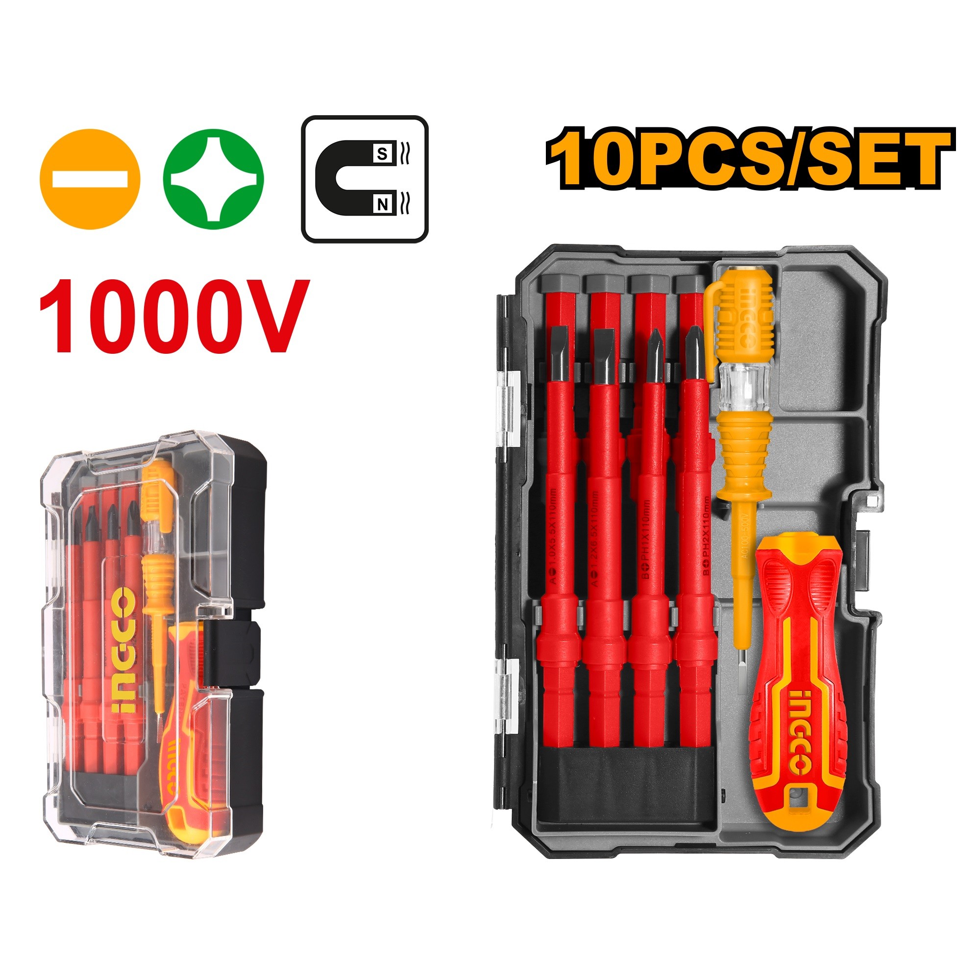 Juego de 10 herramientas manuales aisladas intercambiables