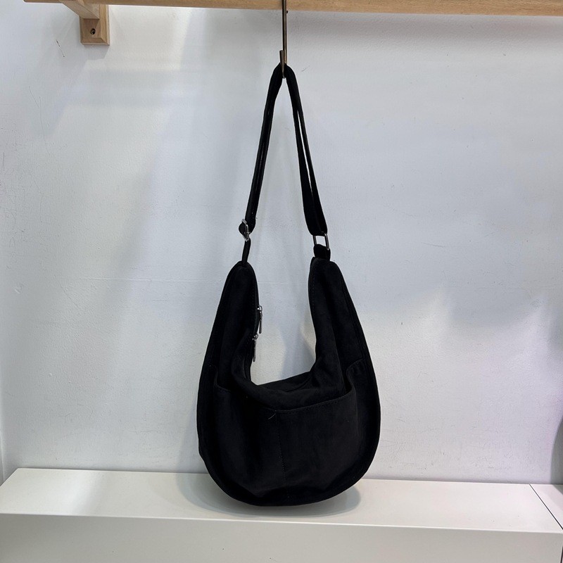 Bolso bandolera retro de terciopelo de piel de ciervo de gran capacidad para mujer