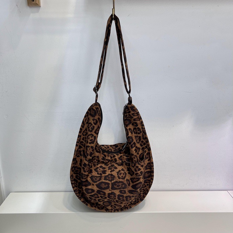 Bolso bandolera retro de terciopelo de piel de ciervo de gran capacidad para mujer