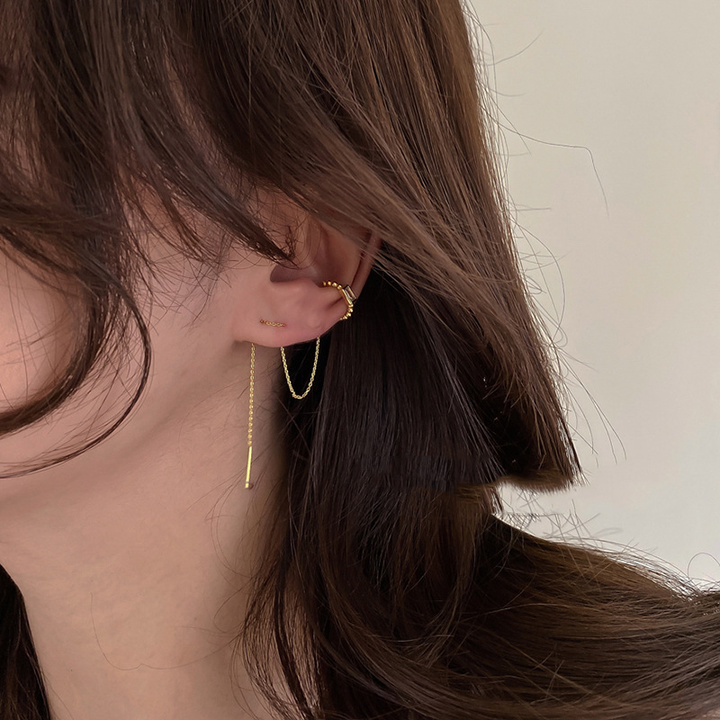 Pendientes vintage de borlas de cadena de cobre para mujer
