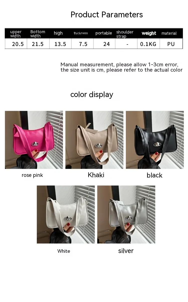 Bolso de hombro suave de color puro y temperamento simple