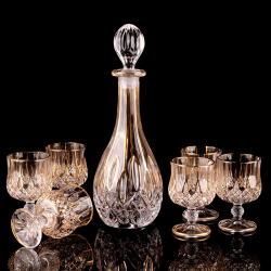 Set de regalo de botella de whisky y vino tinto de cristal Flavinz