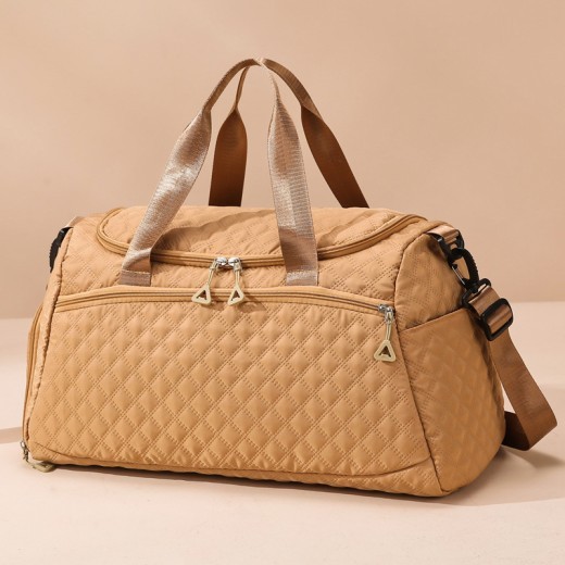 Bolsa de equipaje de tela Oxford impermeable con diseño de rombos de gran capacidad para viajes