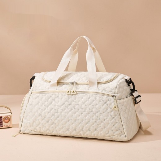 Bolsa de equipaje de tela Oxford impermeable con diseño de rombos de gran capacidad para viajes