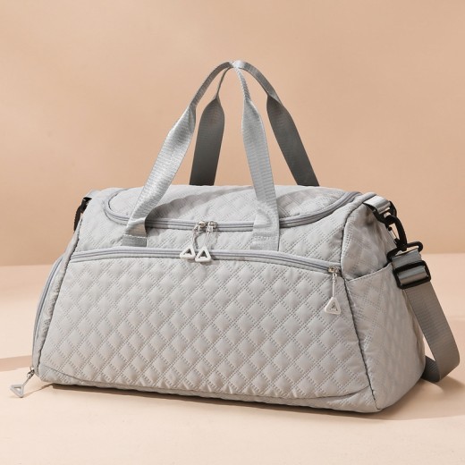Bolsa de equipaje de tela Oxford impermeable con diseño de rombos de gran capacidad para viajes