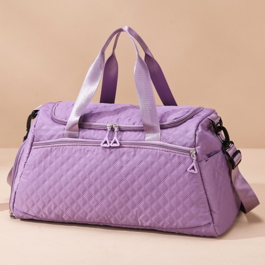 Bolsa de equipaje de tela Oxford impermeable con diseño de rombos de gran capacidad para viajes