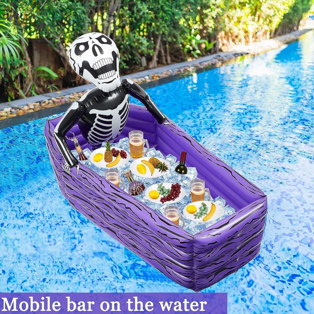 Cubo de hielo para bebidas, inflable morado para piscina, juguetes inflables