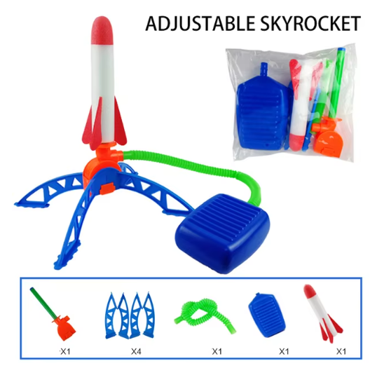 Lanzador de cohetes de aire con bomba de pie, pedal de presión de aire para exteriores, juguete de cohete volador, juego para niños, juego deportivo de salto, juguete de regalo para niños