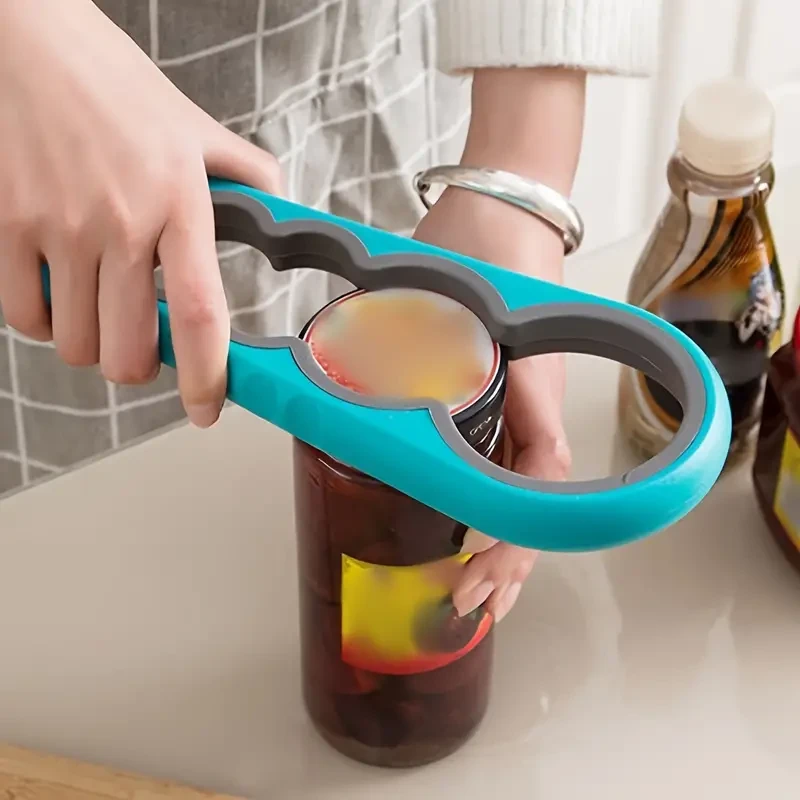 Abridor de botellas portátil 4 en 1: versátil y antideslizante, ideal para manos débiles, ideal para personas mayores con artritis y jóvenes. Ideal como utensilio de cocina y recuerdo de fiesta.