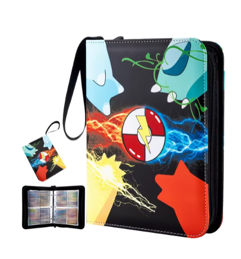 Carpeta de cartas coleccionables con 400 bolsillos, personalizable y categorizable, ideal para guardar tarjetas Pokémon con 50 fundas.