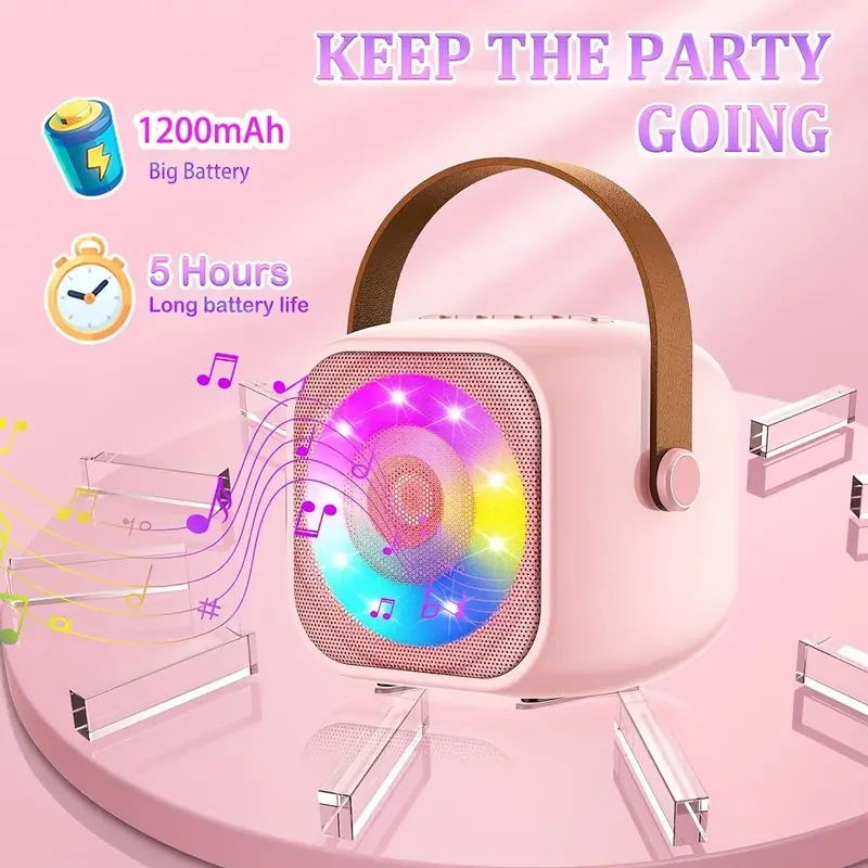 2 micrófonos, mini máquina de karaoke para jóvenes