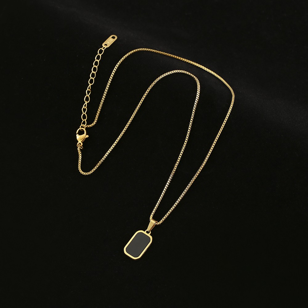 Collar con colgante cuadrado natural de acero inoxidable 316L