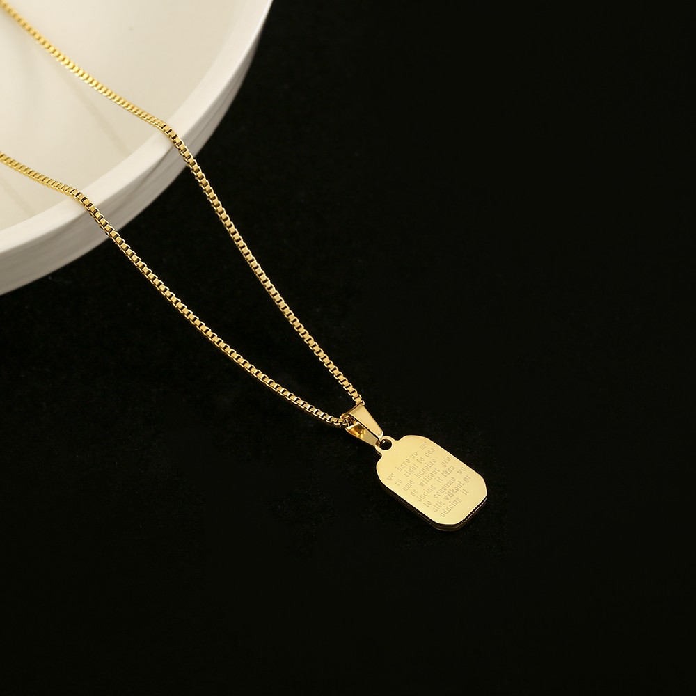 Collar con colgante cuadrado natural de acero inoxidable 316L