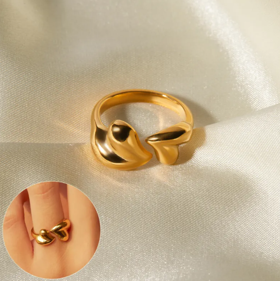 Anillos abiertos asimétricos de acero inoxidable con forma de corazón, joyería romántica para San Valentín, regalos para mujeres, joyería de moda.