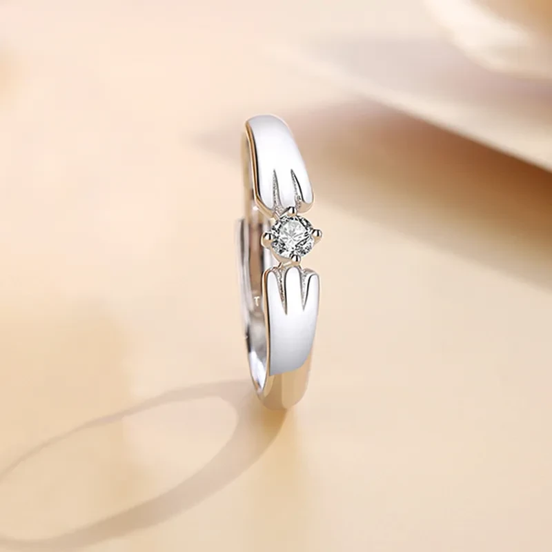 Anillos de pareja con diseño de pata de gato y personalidad de la moda