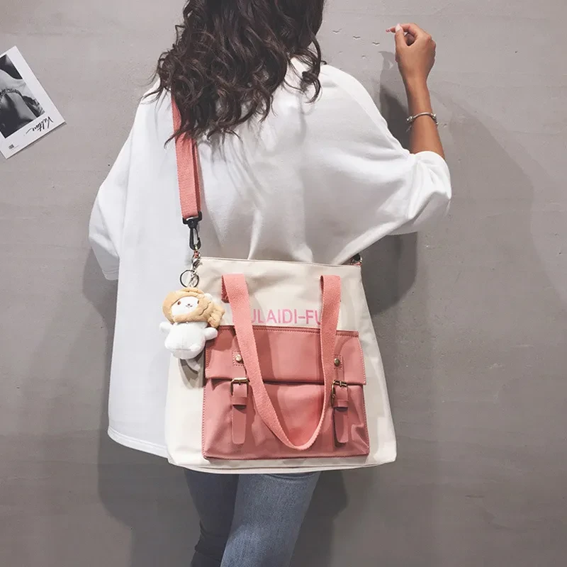 Bolso bandolera de nailon para mujer, portátil, para estudiantes.