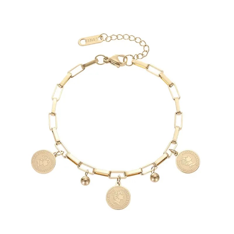 Pulsera de moda dorada con colgante de símbolo redondo