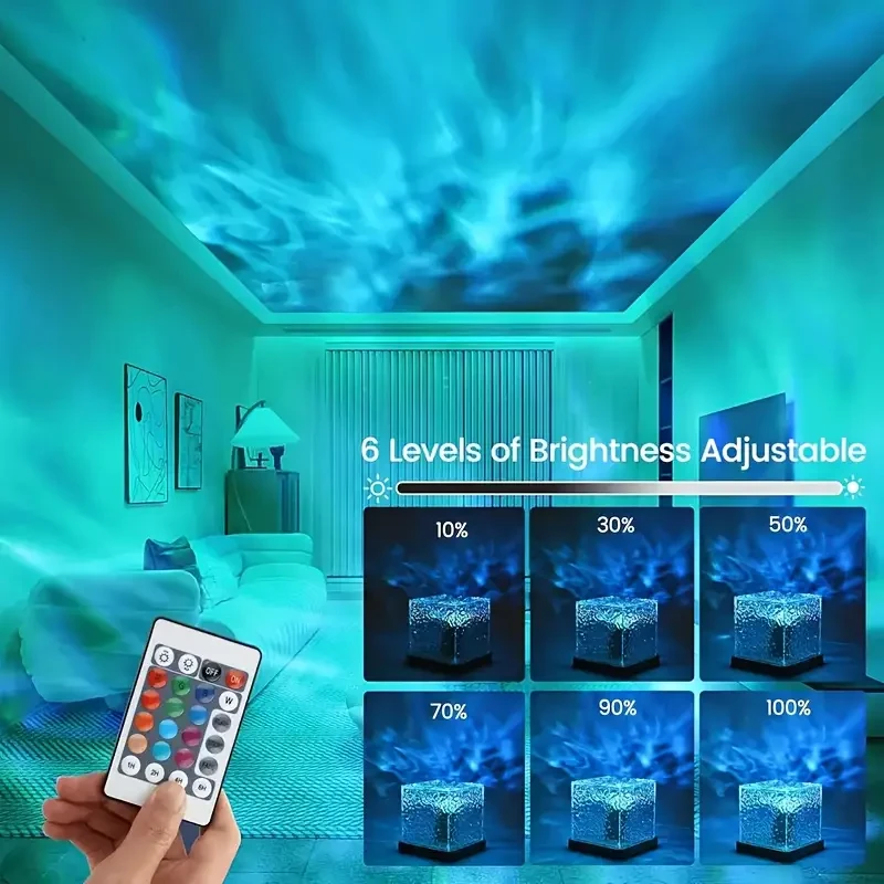 Espectro relajante, luz nocturna USB AMill con ondas de agua de 16 colores - Táctil