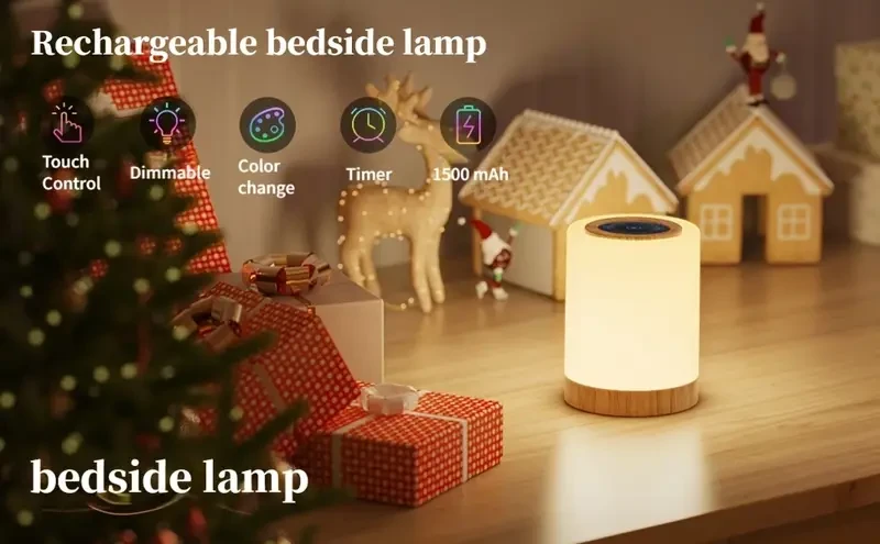 Lámpara de noche LED táctil con 12 colores