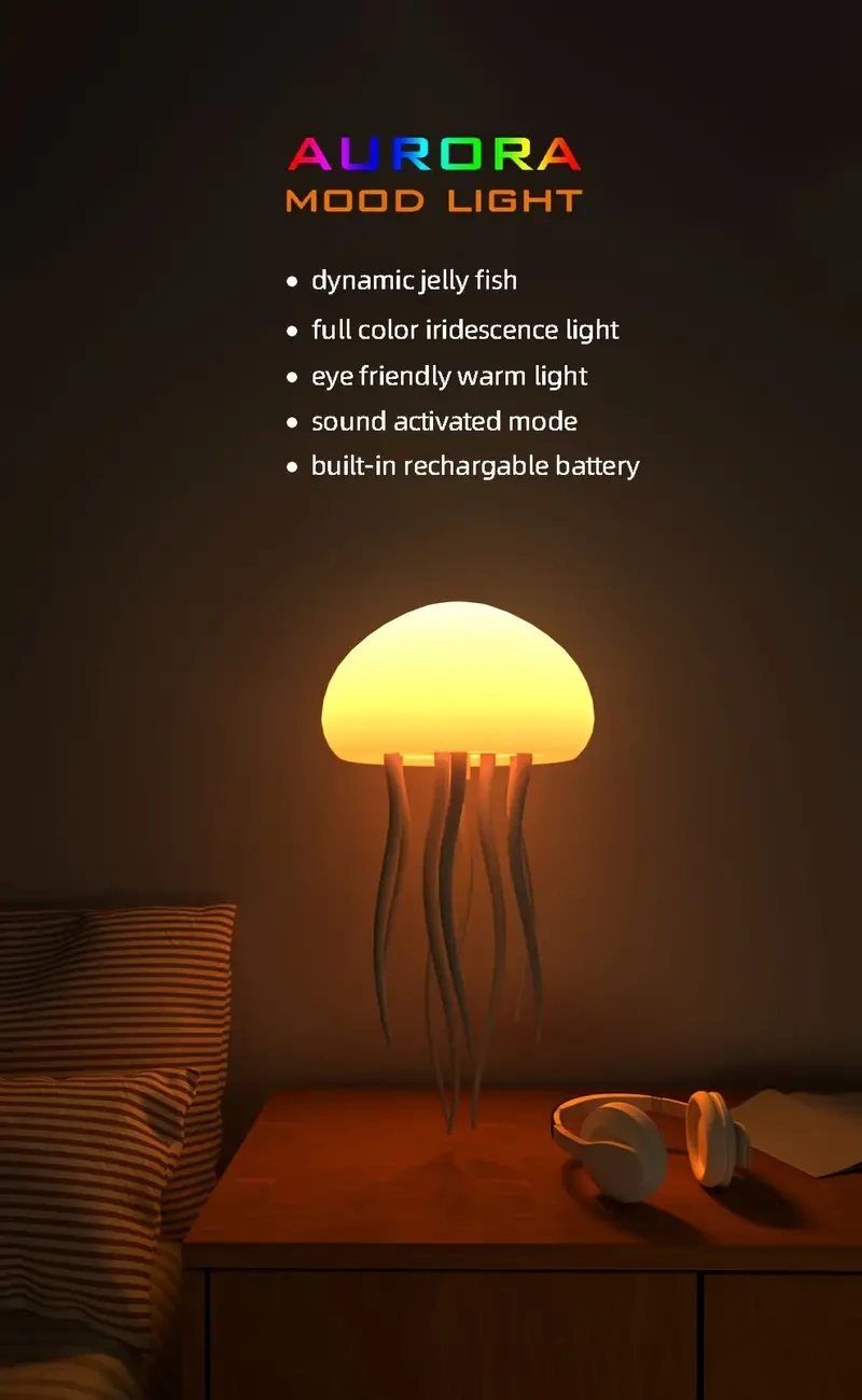 Luz nocturna LED con forma de medusa.