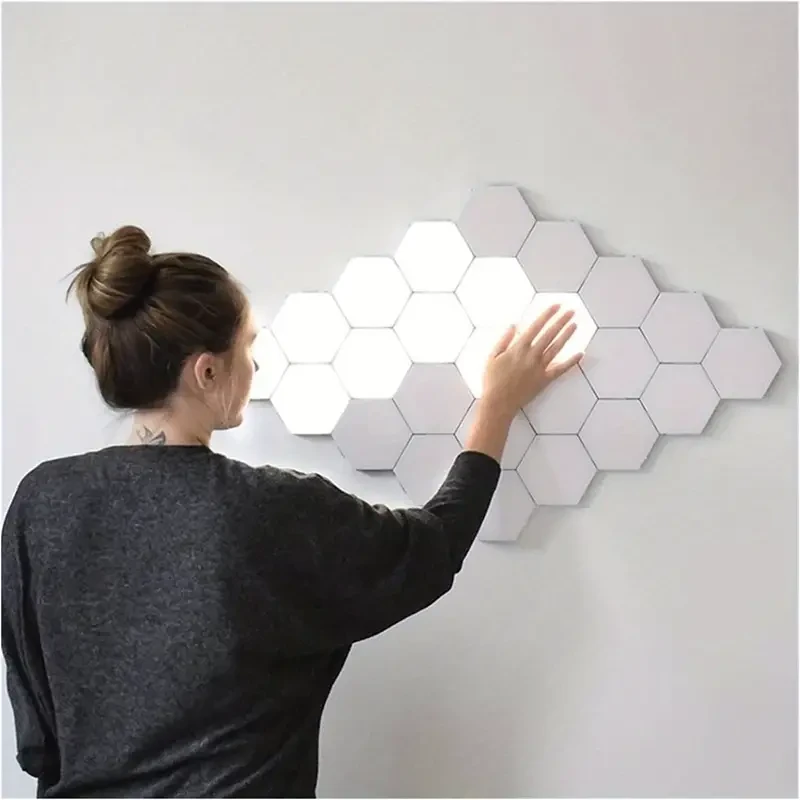 Lámpara de pared LED hexagonal con control táctil (6 unidades)
