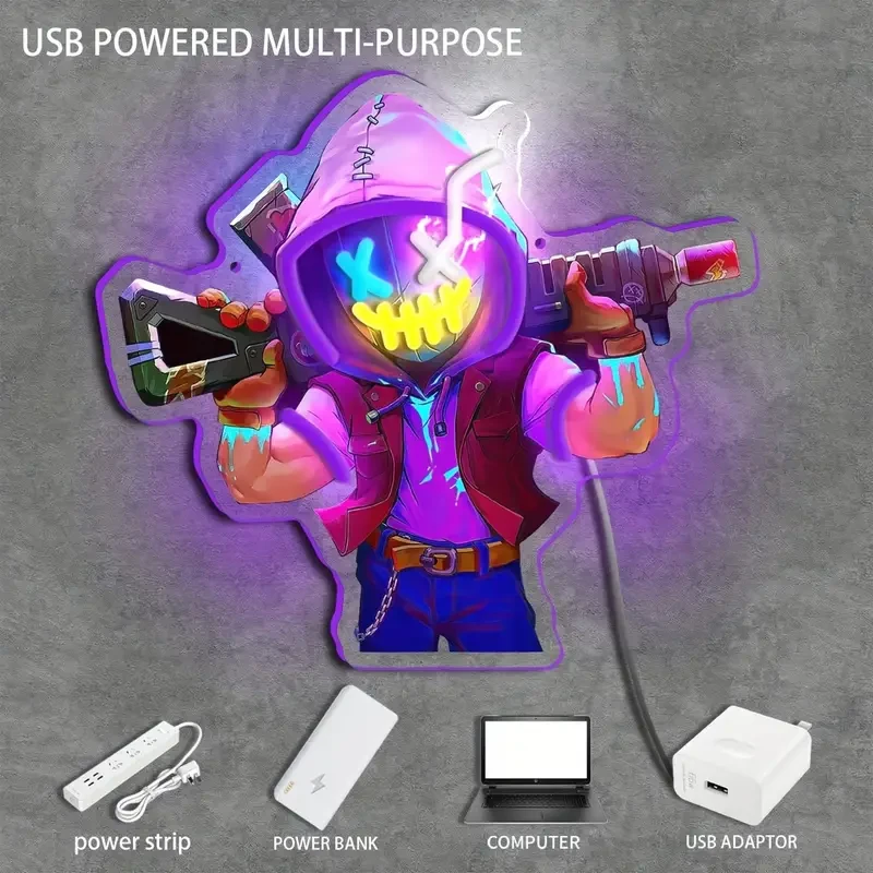 Arte de pared LED de neón Marksman con impresión UV