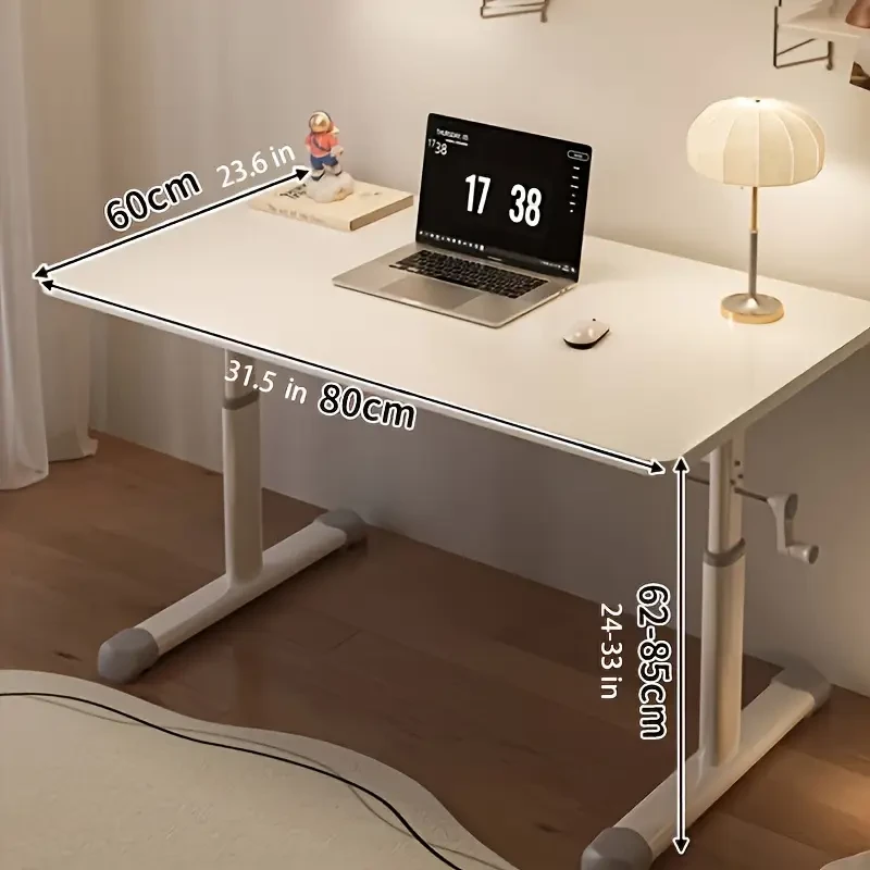 Escritorio de madera blanco de altura ajustable, escritorio eléctrico de pie con dos motores, estación de trabajo para computadora en casa, tablero ergonómico inclinable, marco de madera, para escribir, estudiar y organizar el espacio de trabajo.