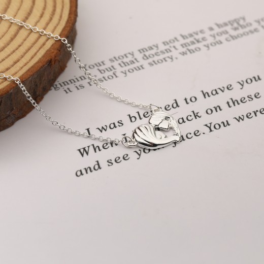 Collar de amor europeo y americano con diseño geométrico de corazón de melocotón y cobre para el Día de la Madre