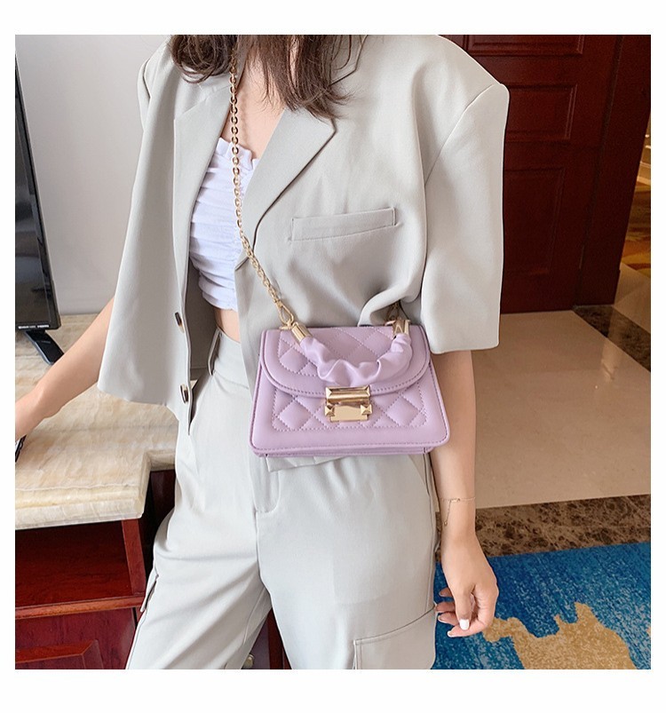 Bolso bandolera de cadena de verano para mujer, pequeño, cuadrado, con rombos, color rojo