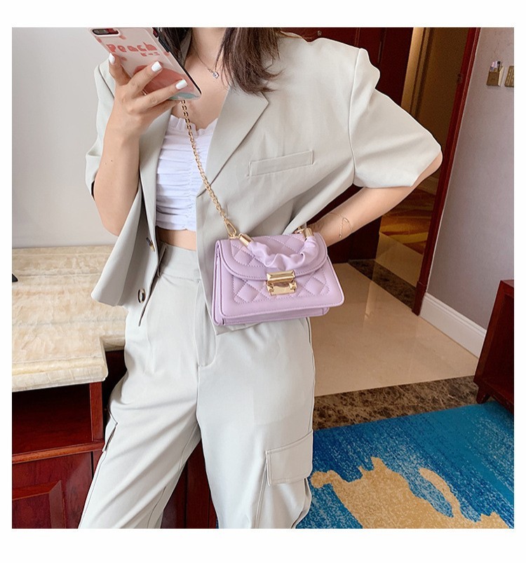 Bolso bandolera de cadena de verano para mujer, pequeño, cuadrado, con rombos, color rojo