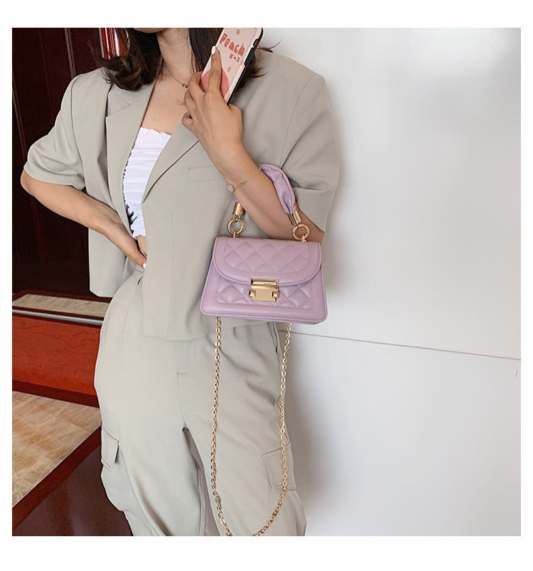 Bolso bandolera de cadena de verano para mujer, pequeño, cuadrado, con rombos, color rojo