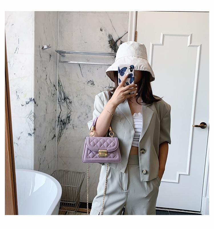 Bolso bandolera de cadena de verano para mujer, pequeño, cuadrado, con rombos, color rojo