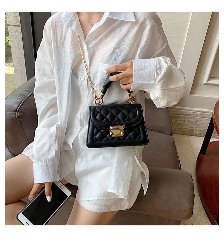 Bolso bandolera de cadena de verano para mujer, pequeño, cuadrado, con rombos, color rojo