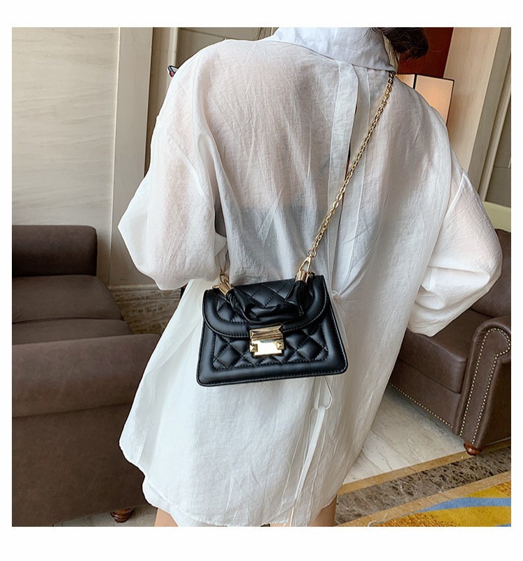 Bolso bandolera de cadena de verano para mujer, pequeño, cuadrado, con rombos, color rojo