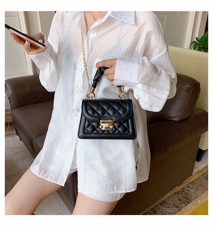 Bolso bandolera de cadena de verano para mujer, pequeño, cuadrado, con rombos, color rojo