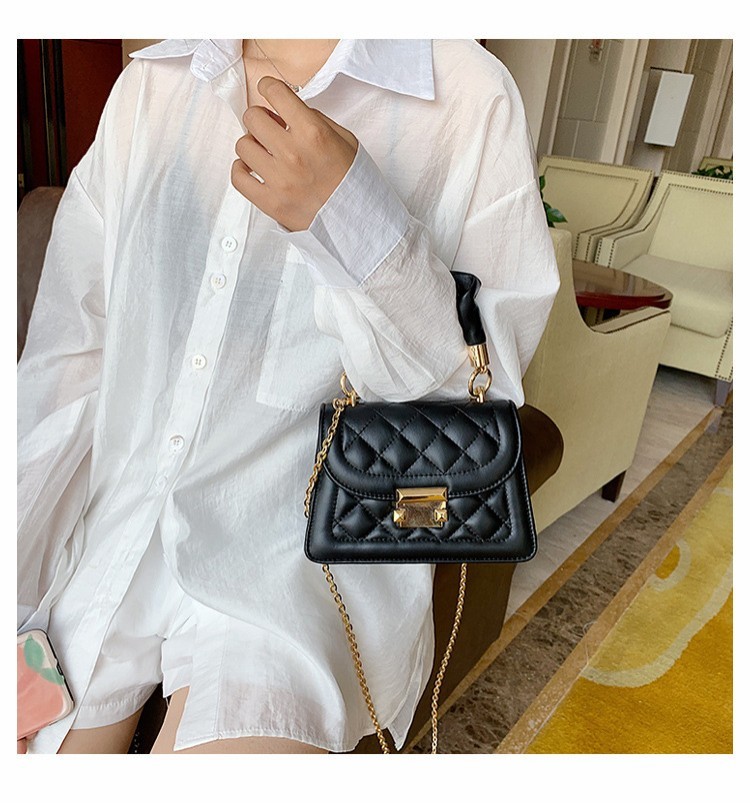 Bolso bandolera de cadena de verano para mujer, pequeño, cuadrado, con rombos, color rojo