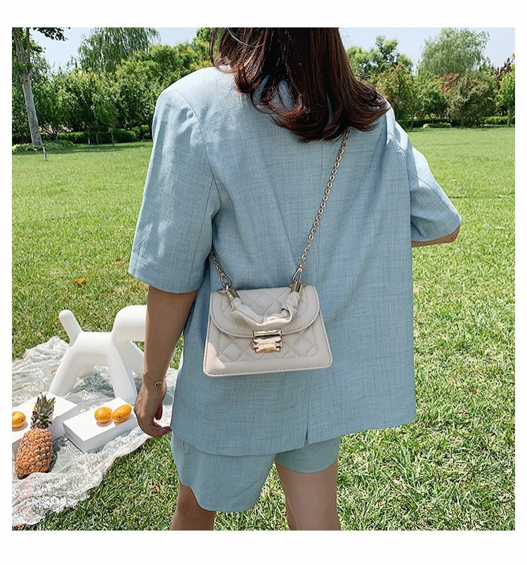 Bolso bandolera de cadena de verano para mujer, pequeño, cuadrado, con rombos, color rojo