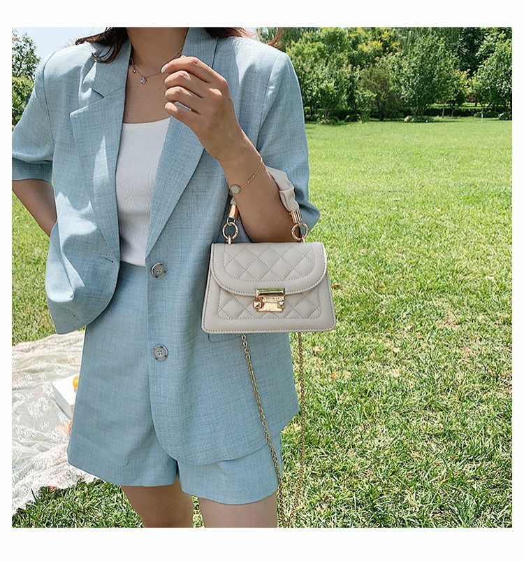 Bolso bandolera de cadena de verano para mujer, pequeño, cuadrado, con rombos, color rojo