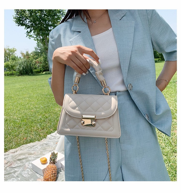 Bolso bandolera de cadena de verano para mujer, pequeño, cuadrado, con rombos, color rojo