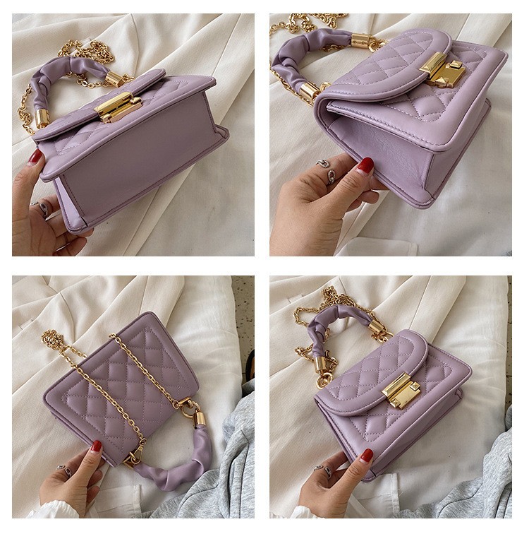 Bolso bandolera de cadena de verano para mujer, pequeño, cuadrado, con rombos, color rojo